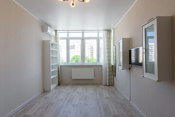 Image showing Partially empty room in the apartment with large windows