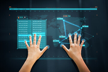 Image showing hand scan on touch screen scanning for data access