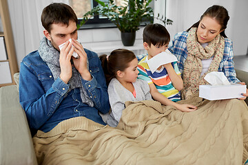 Image showing ill family with children having flu at home