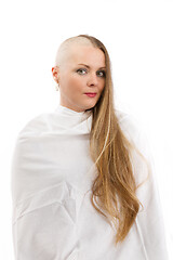 Image showing beautiful middle age woman cancer patient without hair