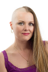 Image showing beautiful middle age woman cancer patient without hair