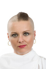 Image showing beautiful middle age woman cancer patient without hair