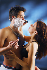 Image showing Pair during a shaving