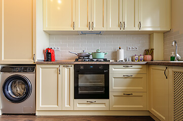 Image showing modern cream colored kitchen interior