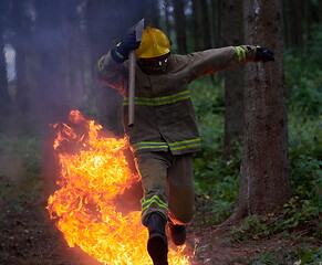Image showing firefighter in action