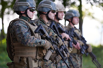 Image showing Soldier fighters standing together