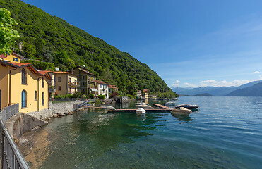 Image showing Como lake between mountains in Italy