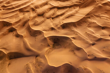 Image showing Aerial top view on sand dunes in desert