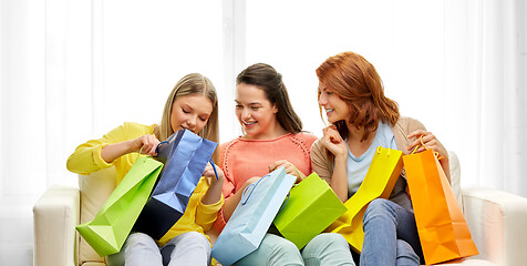 Image showing teenage girls with shopping bags at home