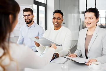 Image showing recruiters having job interview with employee