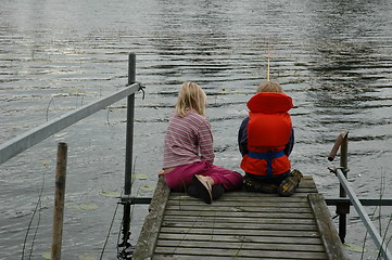 Image showing Fishing kids