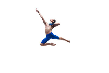 Image showing Modern dancer, art contemp dance, blue and white combination of emotions