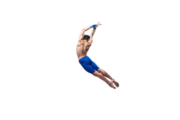 Image showing Modern dancer, art contemp dance, blue and white combination of emotions