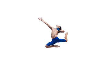 Image showing Modern dancer, art contemp dance, blue and white combination of emotions