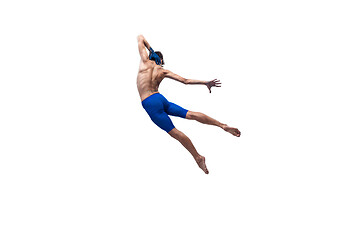 Image showing Modern dancer, art contemp dance, blue and white combination of emotions