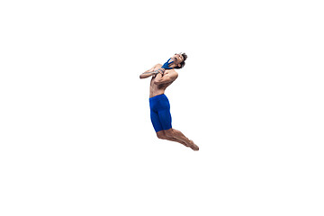 Image showing Modern dancer, art contemp dance, blue and white combination of emotions