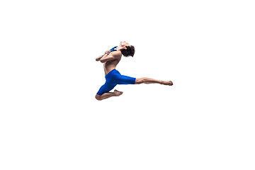 Image showing Modern dancer, art contemp dance, blue and white combination of emotions