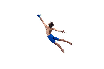 Image showing Modern dancer, art contemp dance, blue and white combination of emotions