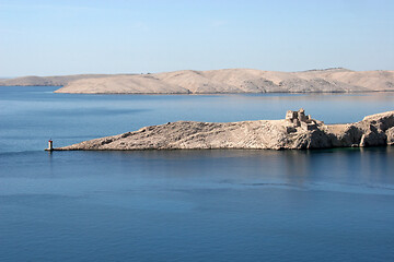 Image showing Lighthouse and the ruins of the far south point of the island Pag in Croatia