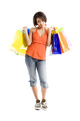 Image showing Black woman tired after shopping