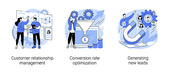 Image showing CRM lead management abstract concept vector illustrations.