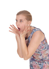 Image showing Scared woman shouting 