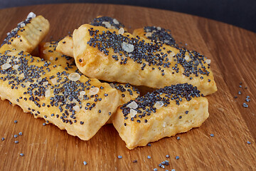 Image showing baked sticks with poppy seeds, salt