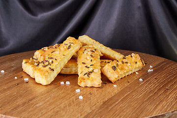 Image showing baked sticks with caraway seeds and salt