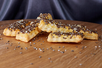 Image showing baked sticks with chia seeds, salt