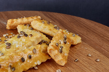 Image showing baked sticks with cannabis seeds, salt