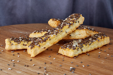 Image showing baked sticks with chia seeds, salt