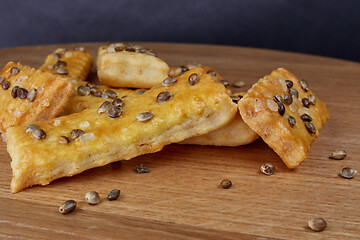 Image showing baked sticks with cannabis seeds, salt