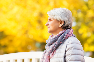 Image showing portrait of happy senior woman at autumn park