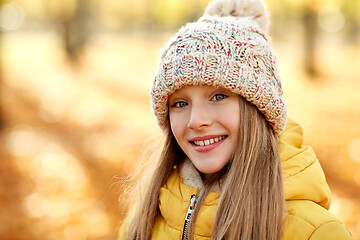 Image showing portrait of happy girl at autumn park