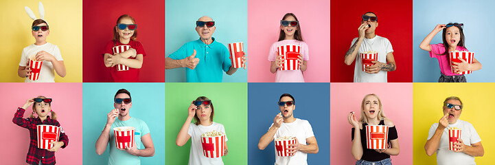 Image showing Collage of portraits of young people on multicolored background