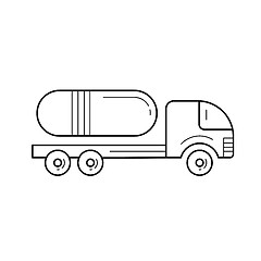 Image showing Commercial truck vector line icon.