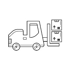 Image showing Forklift vector line icon.