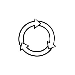 Image showing Reuse and refresh symbol hand drawn sketch icon.