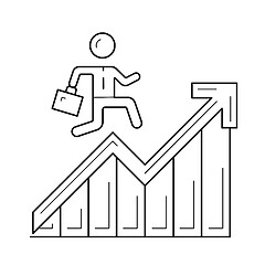 Image showing Man running up the career ladder vector line icon.