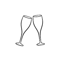Image showing Champagne glasses hand drawn sketch icon.