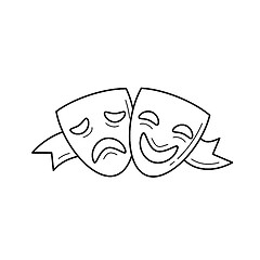 Image showing Theater masks vector line icon.