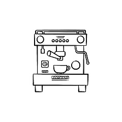 Image showing Coffee maker with cup hand drawn sketch icon.