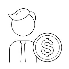 Image showing Businessman and circle coin vector line icon.