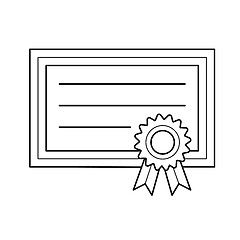 Image showing Graduation certificate vector line icon.