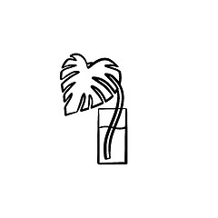 Image showing Palm sprout in a glass hand drawn sketch icon.