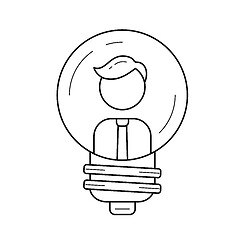 Image showing Businessman inside a light bulb vector line icon.