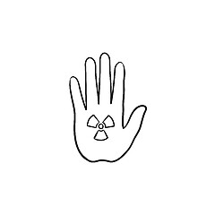 Image showing Stop hand sign hand drawn sketch icon.