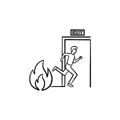 Image showing Evacuation exit hand drawn sketch icon.