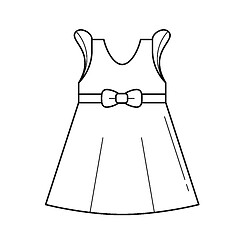 Image showing Little girl dress vector line icon.