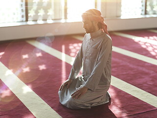 Image showing muslim prayer inside the mosque